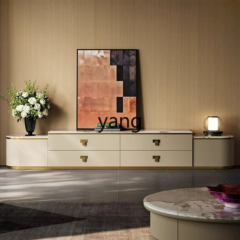 

LTT light luxury TV cabinet living room modern Italian high-end marble coffee table floor cabinet