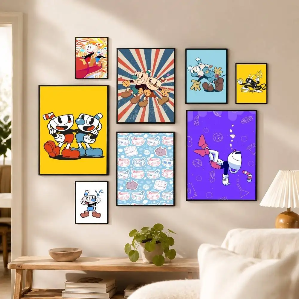Game C-Cuphead Poster Dorm Living Room Aesthetic Wall Decoration Painting Stickers Gift