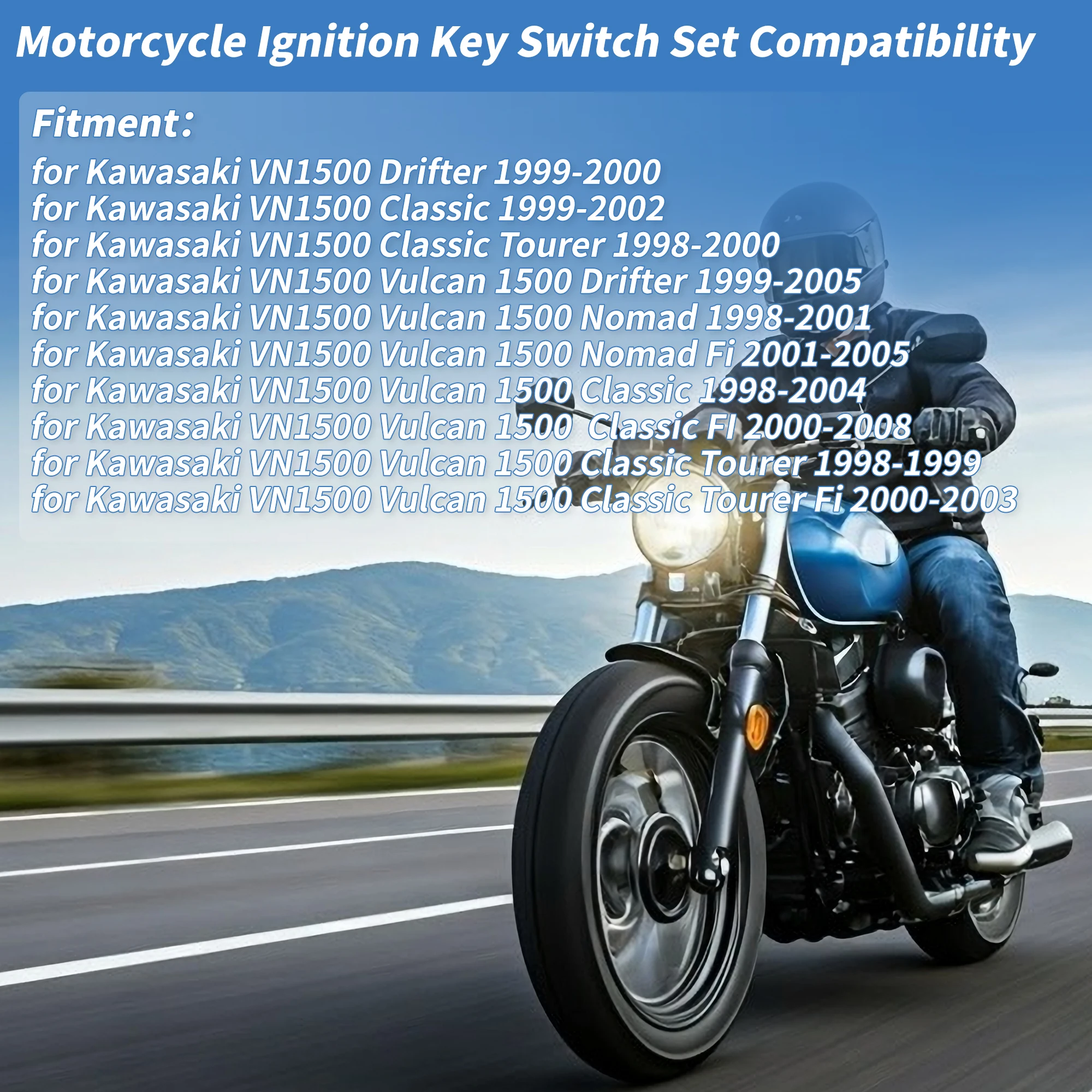 X Autohaux Ignition Key Switch No.27005-1215 for Kawasaki VN1500 for DRifter 1999-2000 1Set