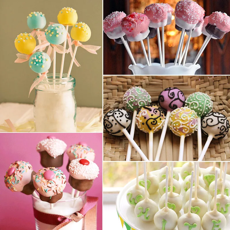 100pcs 8/10/15/20cm White Paper Solid Core Lollipop Sticks for Chocolate Candy Sticks Cake Pop Sticks DIY Baking Accessories