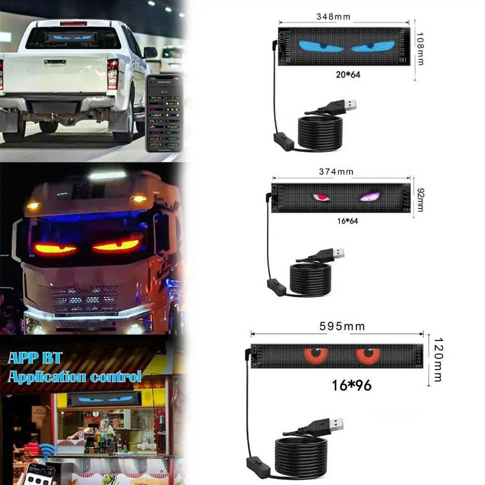 Multi-function Remote Cars Devil Eyes Light Truck Windshield DIY Text Pattern Flexible LED Display Screen LED Car Screen