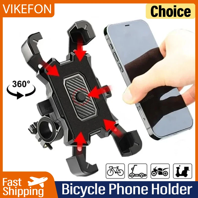 VIKEFON 360° Rotatable Electric Bicycle Phone Holder for iPhone Riding MTB Bike Moto Motorcycle Stand Bracket Non-slip Cycling