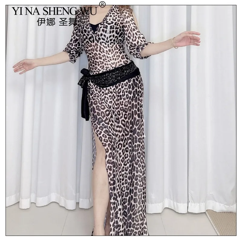Costumi di danza del ventre Abito con stampa leopardata Abito da performance orientale per le donne Abbigliamento da allenamento per principianti dimagrante