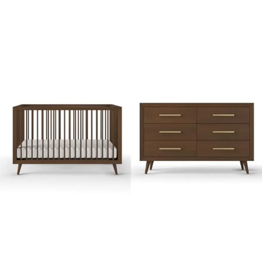 

Cranbrook Design 4-in-1 Convertible Baby Crib Nursery Furniture Set, Baby Bed and 6 Drawers Double Dresser, for Babies, Toddler