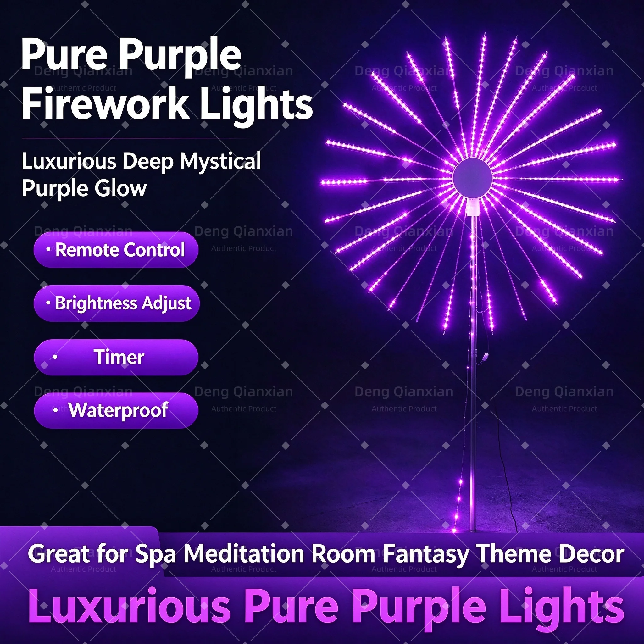 Sound Activated Firework Lights with Music Sync, RGB Dual Speakers, Programmable Remote Control Waterproof Outdoor Holiday Lamp