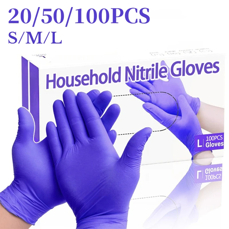 20/50/100PCS Purple disposable nitrile gloves for household kitchen bathroom hair salon pets waterproof latex free powder free