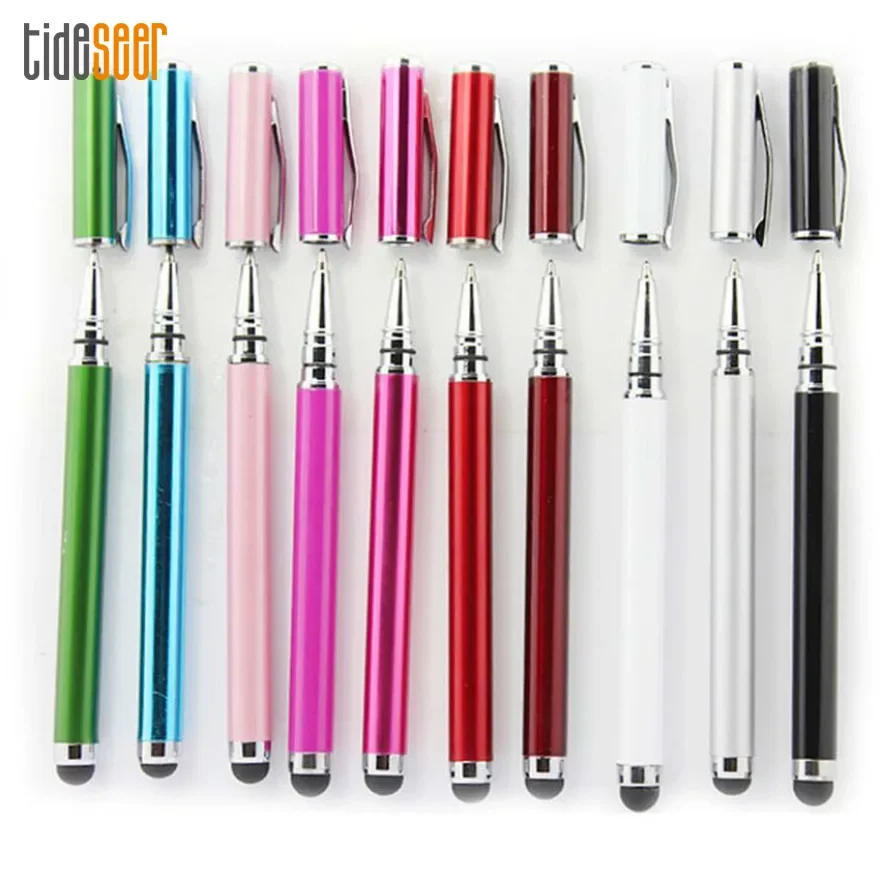 

500pcs 2 in 1 Stylus Capacitive Ballpoint Touch Pen with Cap For Touches Screen iPhone iPad Tablet Mobile Phone