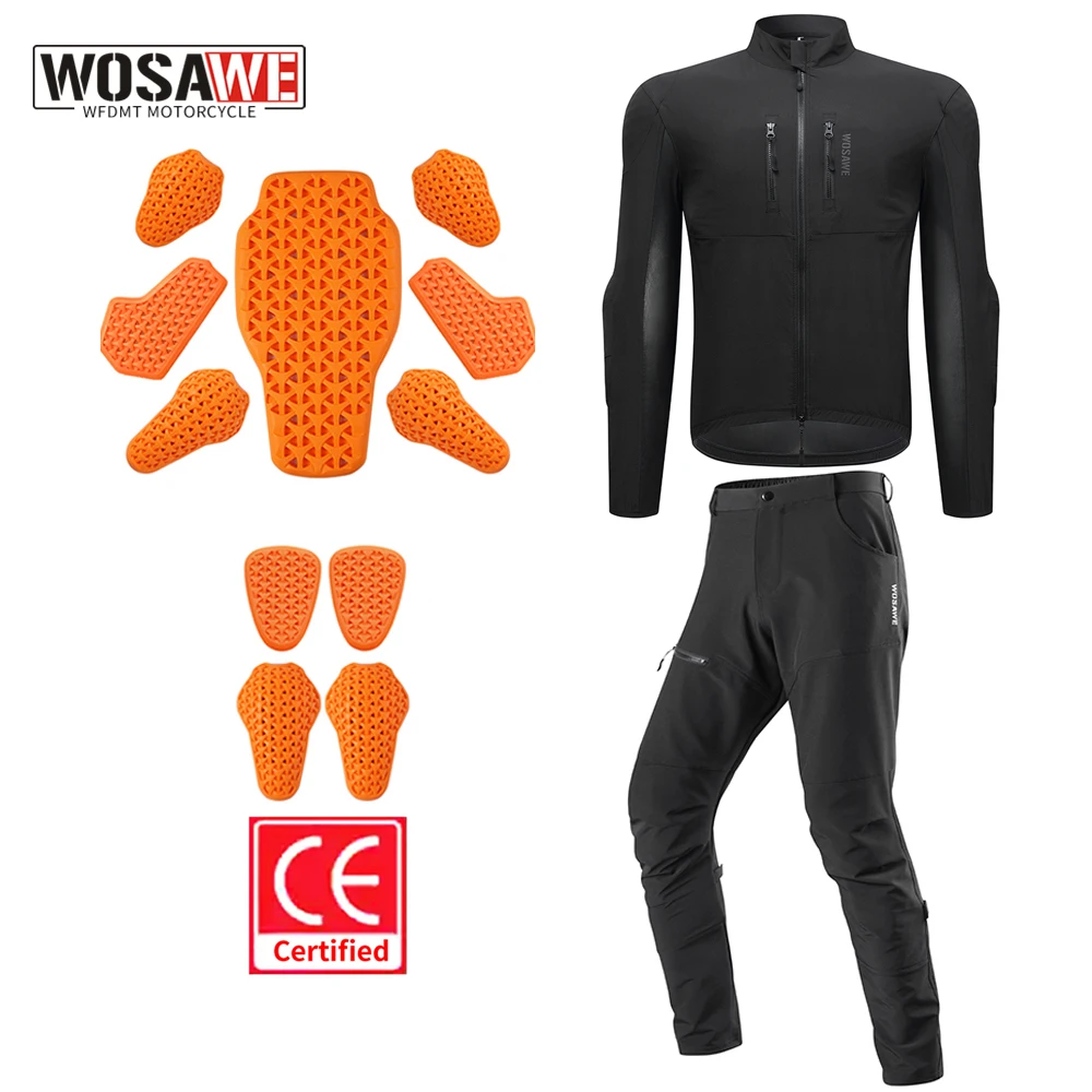 

WOSAWE Men Motocross Jacket Motorcycle Pants Anti Crash Off-Road Racing Full Body Armor Clothing CE Certified Protective Gear