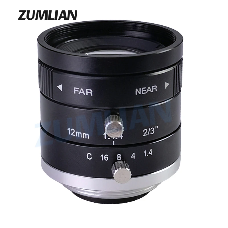 ZUMLIAN 3MP 12mm F1.4 Large Aperture C-Mount 3.0Megapixel Machine Vision Manual Iris FA Lens Industrial Camera Low Distortion