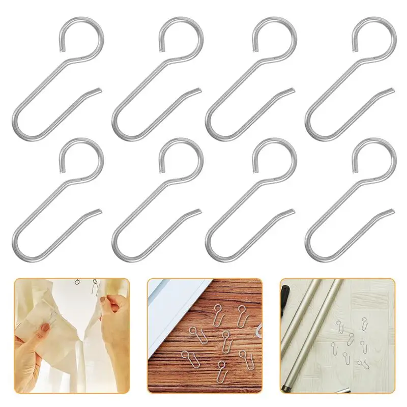 120/60pcs Metal Curtain Track Hooks S Shaped Stainless Ceiling Curtain Track Shower Curtain Decoration Hooks Curtain Track Hook