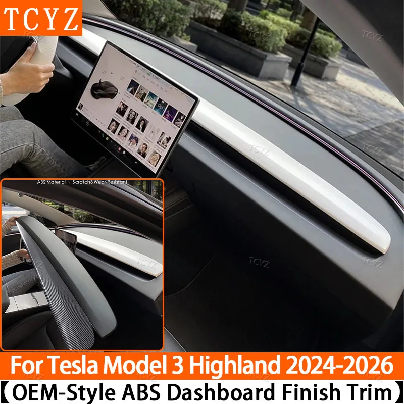 

For Tesla Model 3 Highland 2024-2026 ABS Dashboard Cover Trim Air Outlet Panel Cover Trim Interior Durable Stylish Accessories