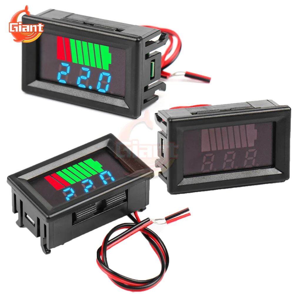 12/24/36/48/60V LED Digital Voltmeter Tester Battery Capacity Indicator Electricity Meter Mini Voltage Meter Battery Tester Tool