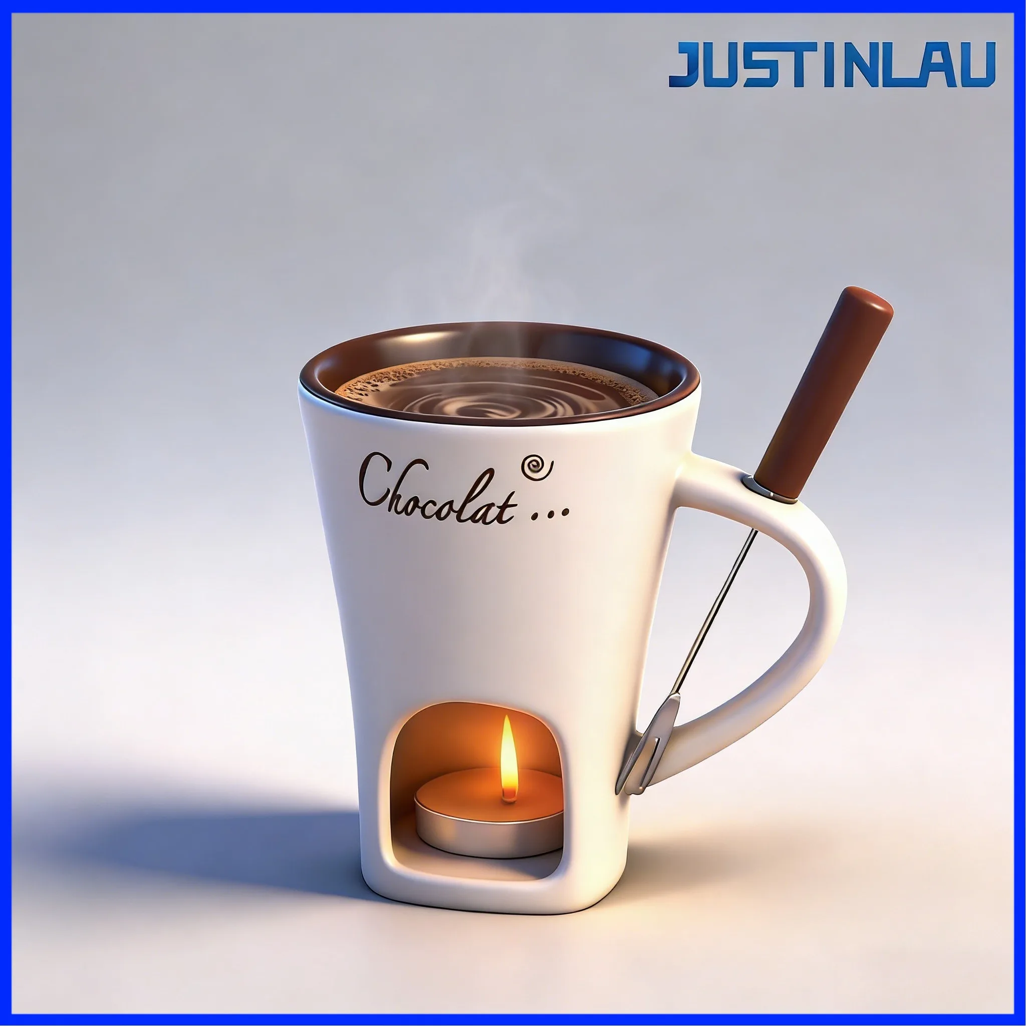 JUSTINLAU Schokoladenfondue-Tasse 130/280/300ML Keramikbecher mit Gabel zum Erhitzen und Schmelzen von Käse Kaffeetasse Familien-Dessert DIY