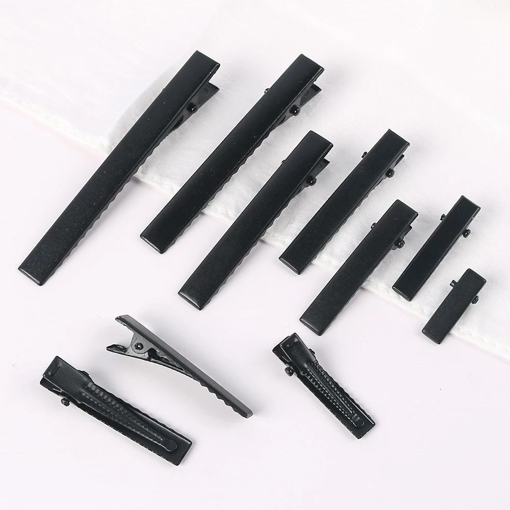 20-76mm argento nero piatto metallo singolo polo coccodrillo fermagli per capelli Barrette per fiocchi accessori fai da te forcine