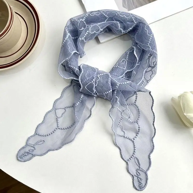 

31BB Hair Scarf Floral Bandana Head Wrap Cottagecore Lacework White Laciness for Adults Creative Elegant Headwear