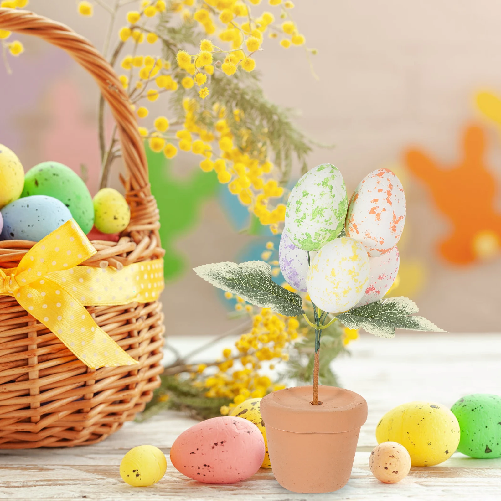 

Easter Tabletop Centerpiece Egg Bonsai Statue Delicate Gesture Shape Cute Home Office Decoration Easter Table Decoration