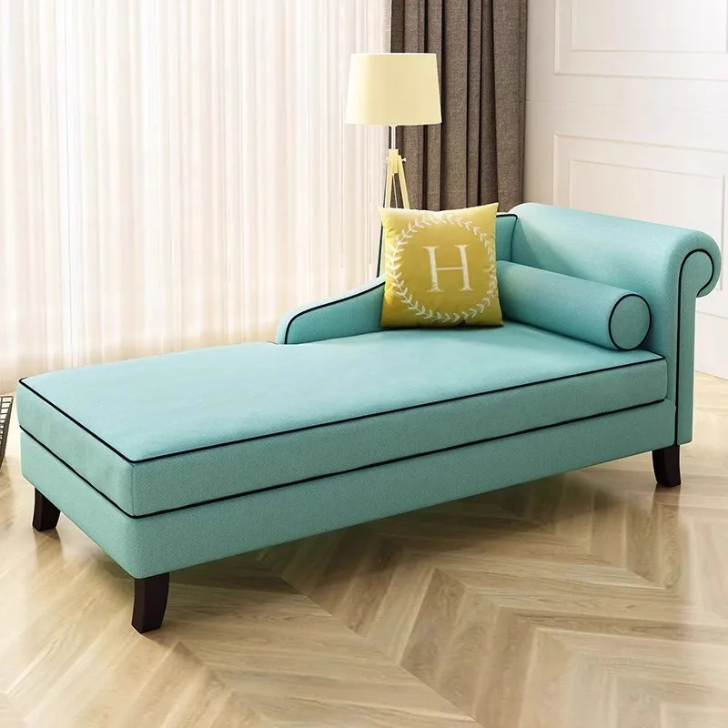 Modern American fabric chaise longue small apartment sofa chaise longue bedroom bed hotel homestay single chaise longue