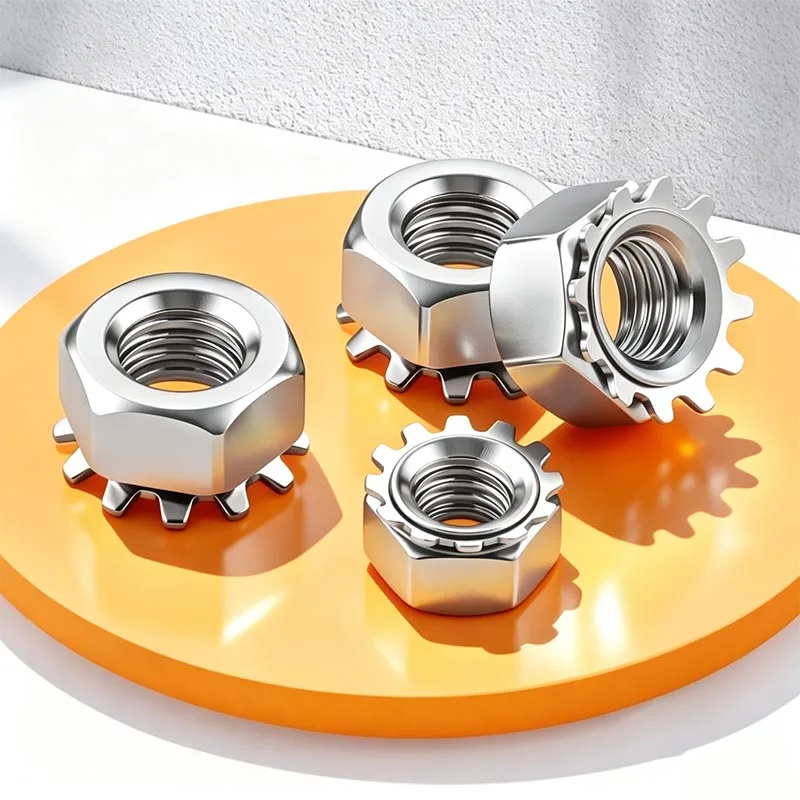 5-20pcs M3-M8 K Nut Set 304 Stainless Steel Lock Kep Multi-Gear Hexagon Anti-Loosening Nuts for Multi-Tooth Applications