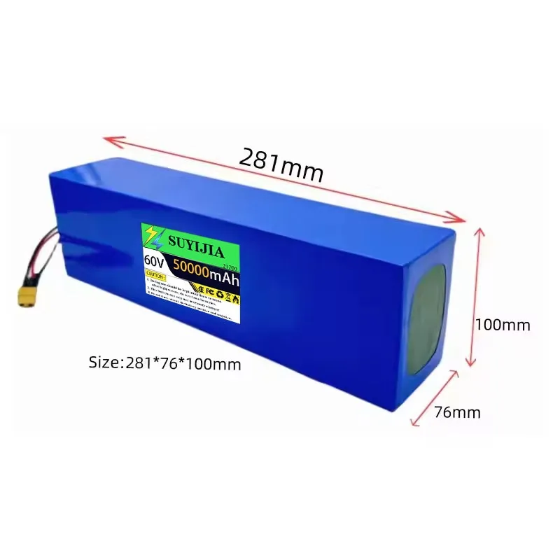 Original 21700 Brand New Battery Lithium Ion50Ah 60V 16S4P with BMS Suitable for Triciclo De Moto Alta Power Supply 67.2V 0-3000
