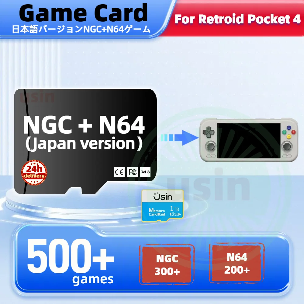 

TF Game Card For Retroid Pocket 4 Pro RP4 Japan Version Retro Classic NGC N64 Games Android Portable Memory SD 512G 500+ Games