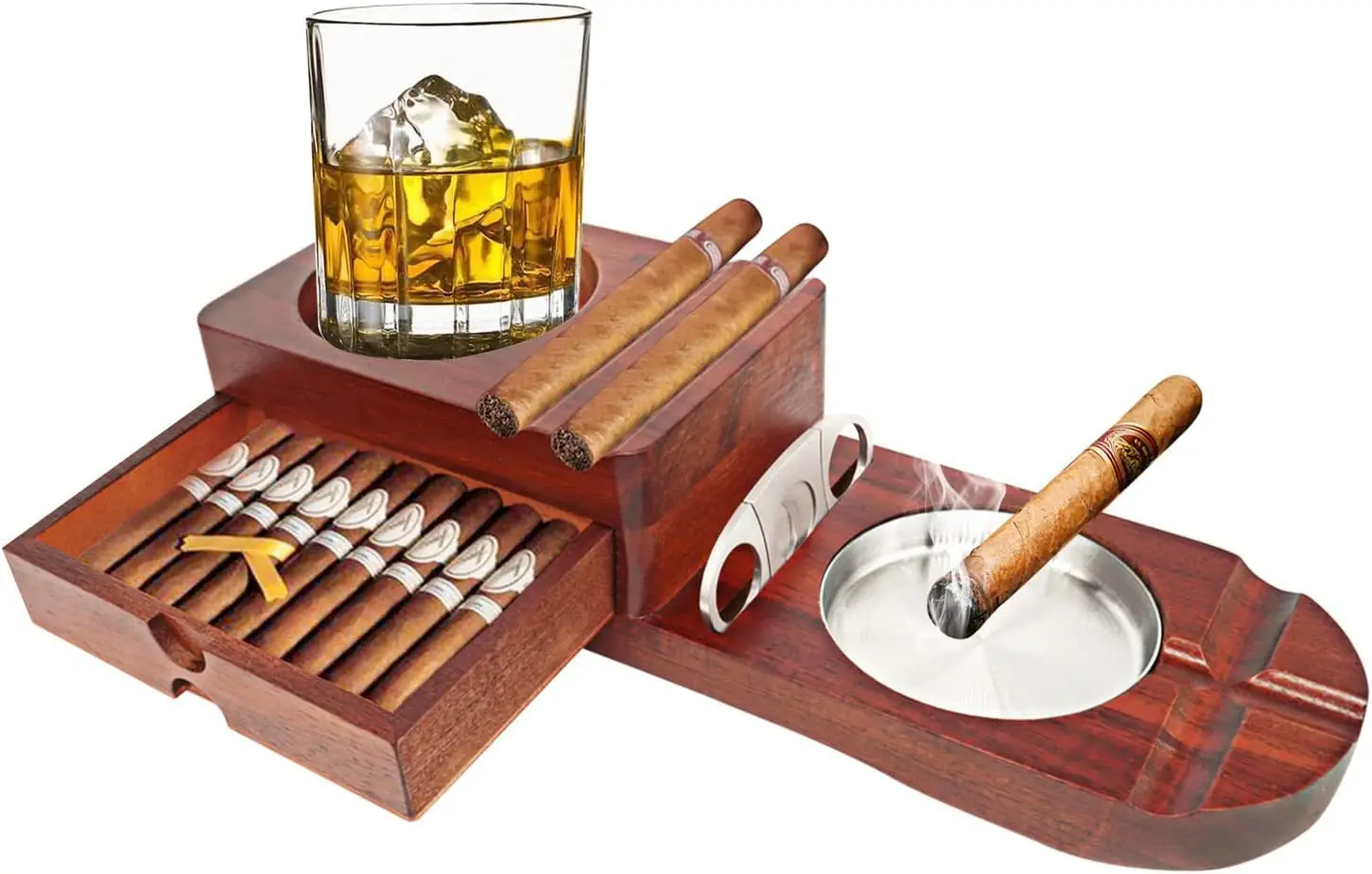 

Multifunction Wooden Cigar Ashtray Beverage Solid Wood Coaster Whiskey Tray Cigar Holder Stand Cigar Box Smoking Accessories New