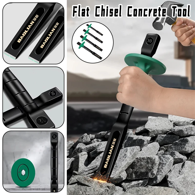 

Chrome Vanadium Steel Masonry Chisel - Heavy-Duty Flat Head Design for Concrete Stone Splitting & Woodworking Multi-Purpose Tool