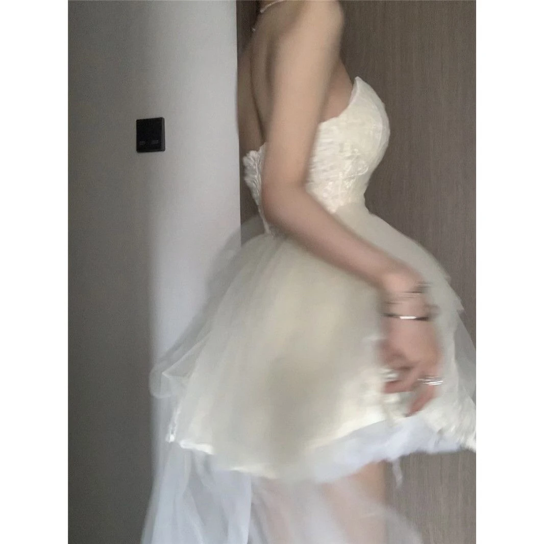 Ele 2024 Lace Off-oulder Bal Puffy Skirt Dr Fairy Princ Sle High Waist A-Line ort Dr for Summer