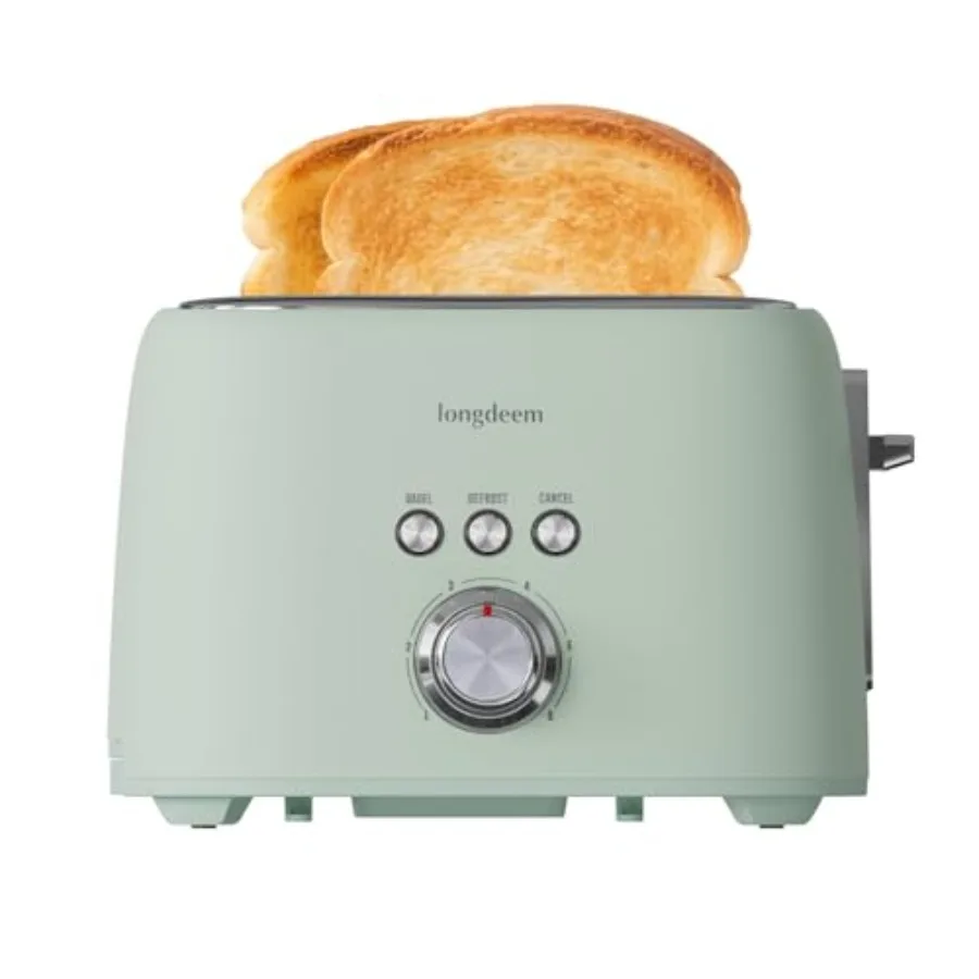 

2 Slice Toaster - Stainless Steel 1.5" Extra Wide Slots 6 Browning Settings Bagel/Defrost/Cancel Modes Green