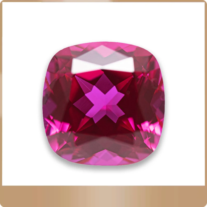 

Lab Grown Ruby Rubeliite Colour Square Cushion Shape VVS1 Charms Beads Diy Jewelry Making Materials Selectable AGL Certificate