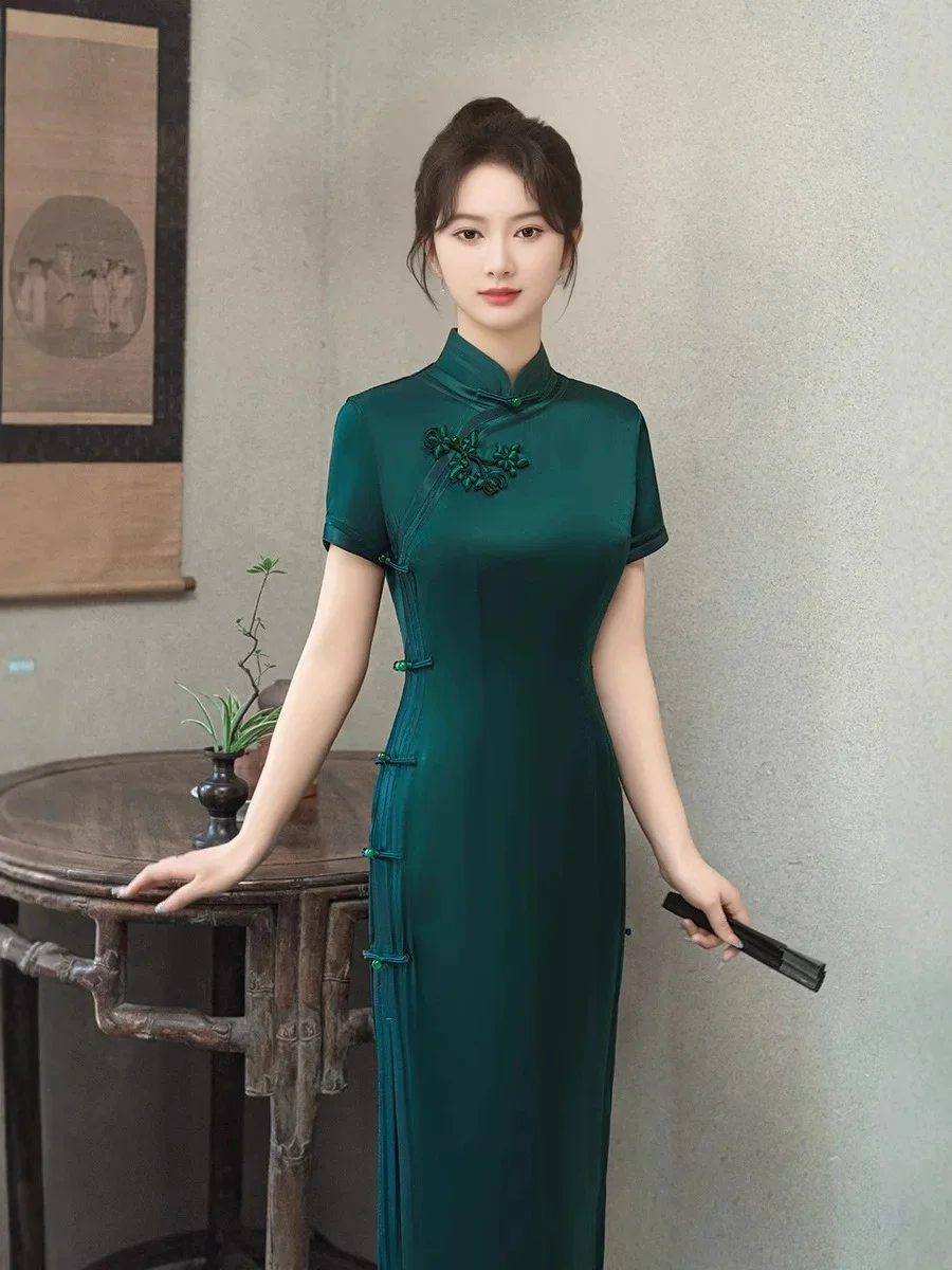 

Улучшенная версия Cheongsam в китайском стиле, новинка 2023 года, весенний женский ципао в молодом стиле с ретро-принтом