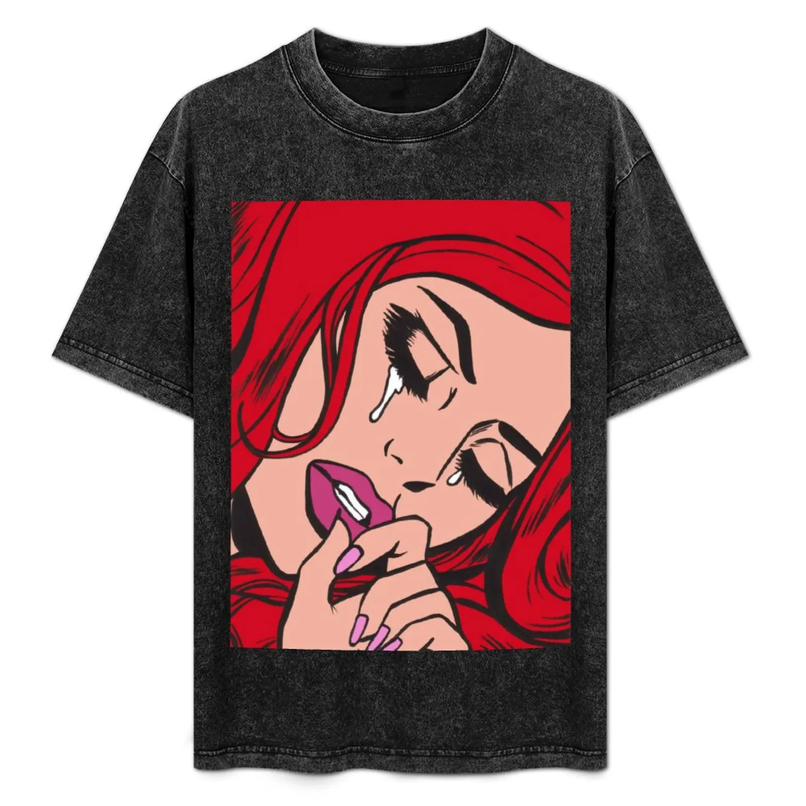 

Red Crying Comic Girl T-Shirt Quick Dry Training Short Sleeve Tee