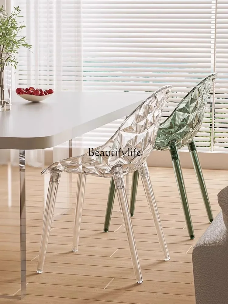 4 Nordic simple light luxury back chair acrylic crystal transparent chair