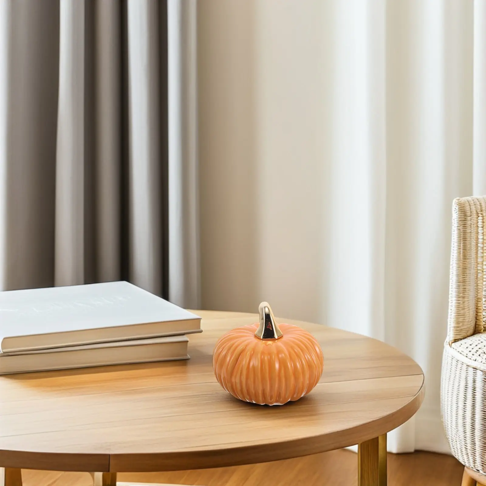 Ceramic Orange Pumpkin Decoration Elegant Desktop Ornament Fall Table Decorations Halloween Decor
