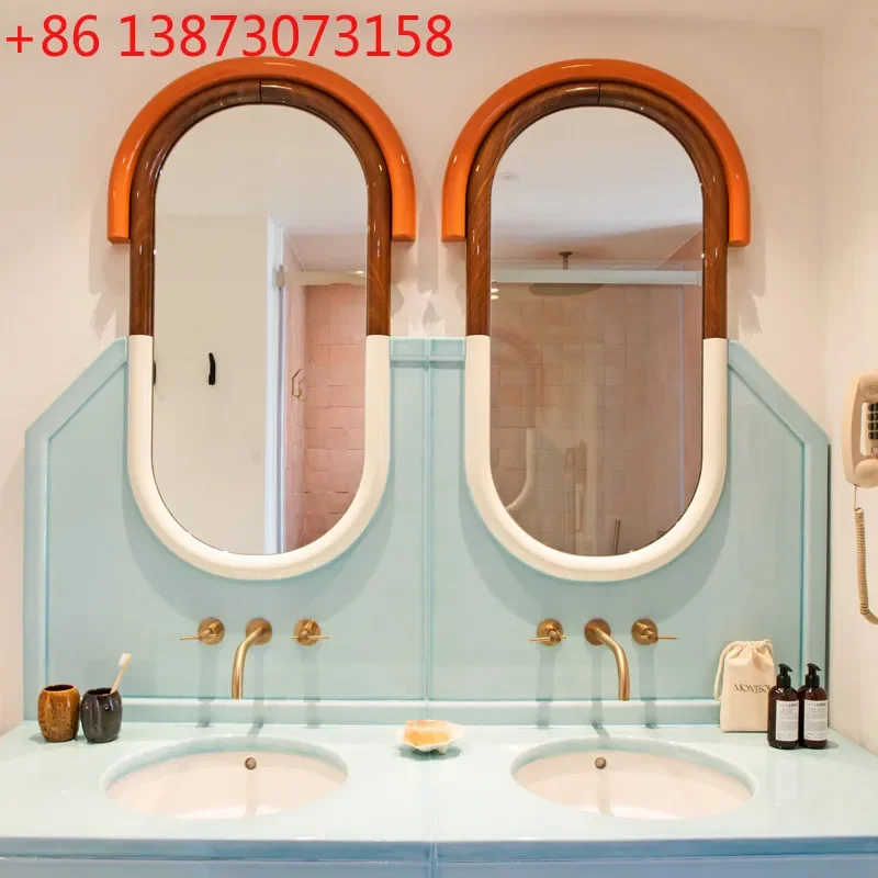

Bathroom mirror Internet celebrity ins wind shaped wall hanging washstand Smart bathroom mirror