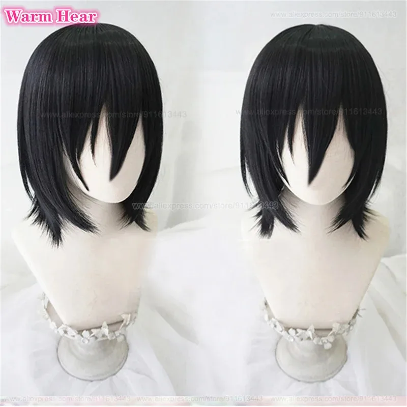 عالية الجودة الاصطناعية أنيمي شعر مستعار تأثيري أسود مقلد فروة الرأس Fyodor D Dostoevsky مقاومة للحرارة خصلات الشعر المستعار ob;8