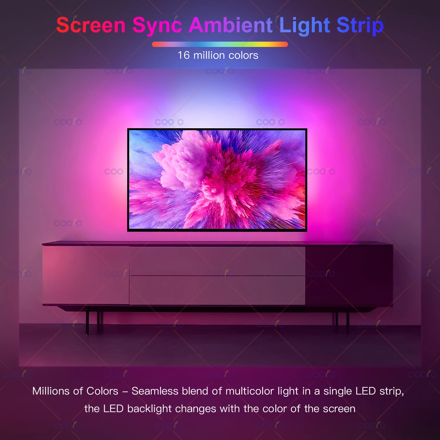 Ambient TV PC Monitor Backlight Screen Color Sync Flowing Multicolor Effect LED Light Strip Kit DC5V USB Atmosphere Decor Light