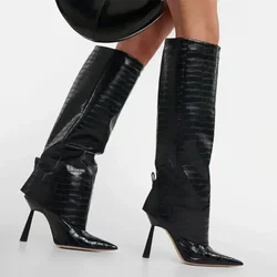 2023 Women's New Knee Length Boots Fashion Pointed Thin High Heel Trouser Sleeve Boots Autumn and Winter Large Size Boots