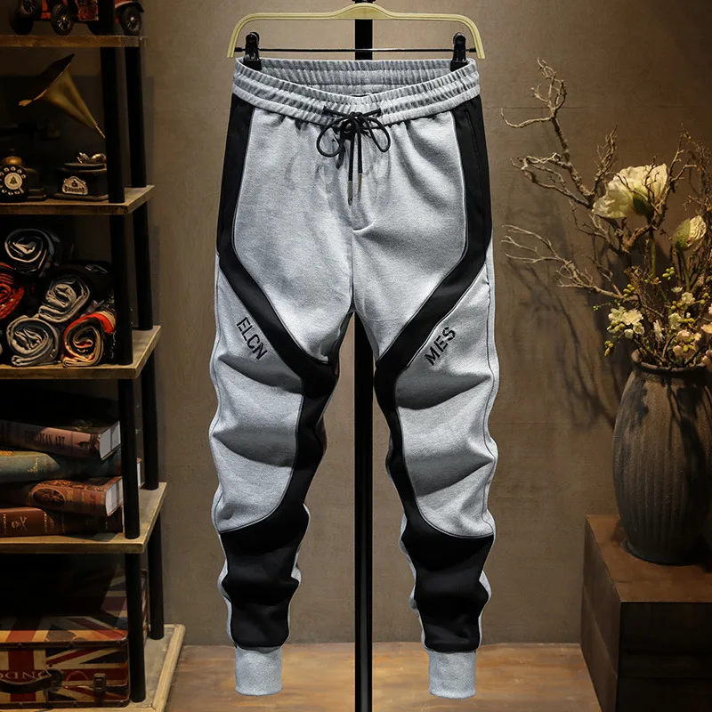 Autumn Fashion Casual Pants Men's Light Luxury Trendy Slim Sweatpants Ankle-Tied Stretch High-End Color Matching Sports Pants