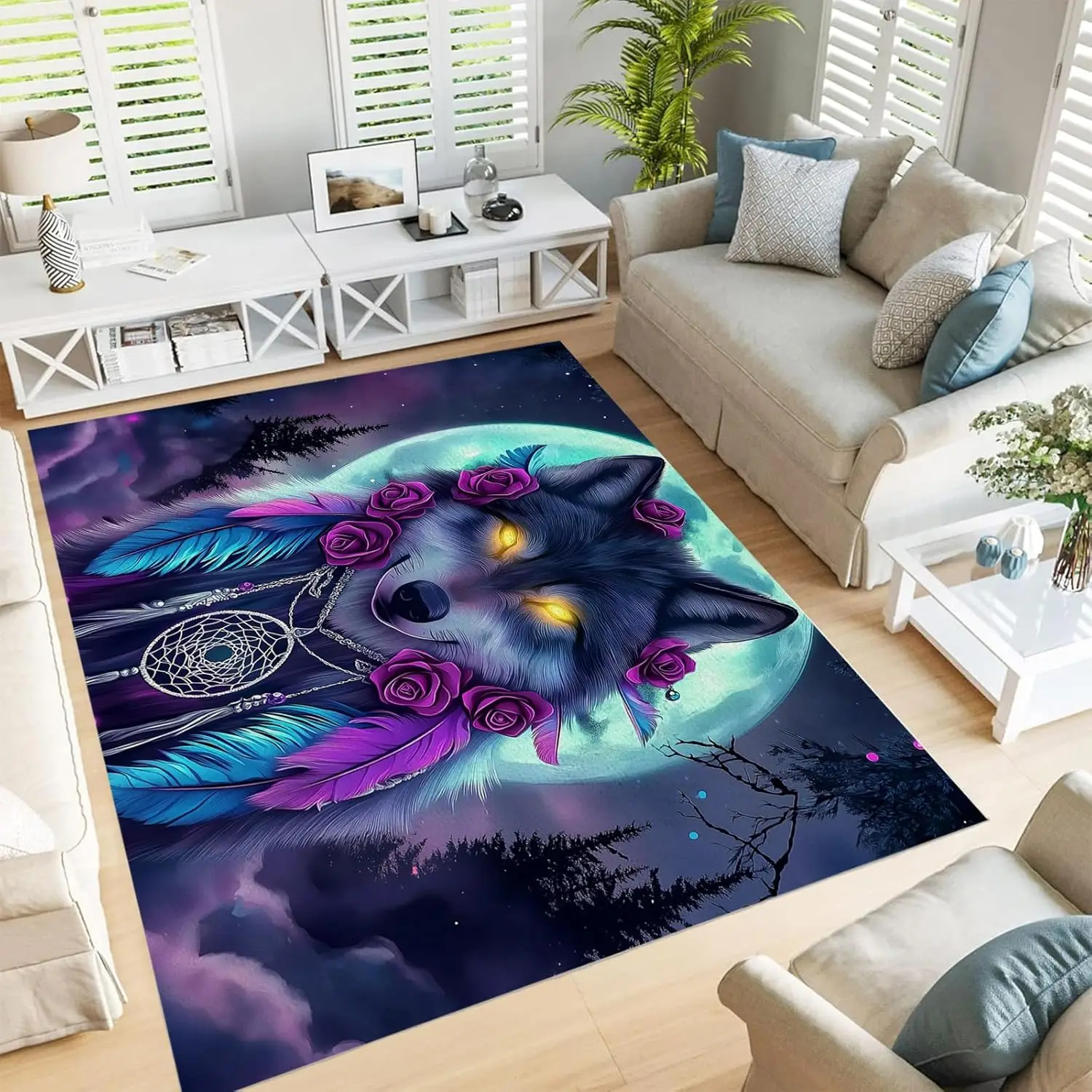 Modern Cute Koala Bear Living Room Rug 3D Koala Bear on Grass Printed Area Rug Bedroom Rug Decoration Room Floor Mat Anti-Slip