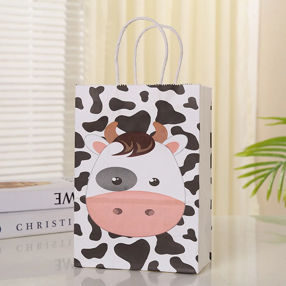 1set Carton Farm Animal Gift Bags Paper Candy Biscuit Bag for Kids Farmland Animal Birthday Party Gifts Packaging Supplies