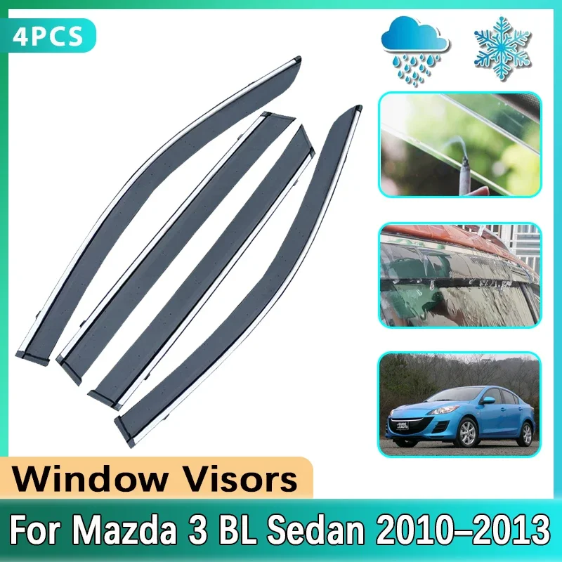 

Козырек на окно автомобиля, дверной козырек для Mazda 3 BL Sedan 2010 2011 2012 2013, защита от дождя и дыма, защита от солнца, дефлектор, наклейка, отделка, автомобильные аксессуары