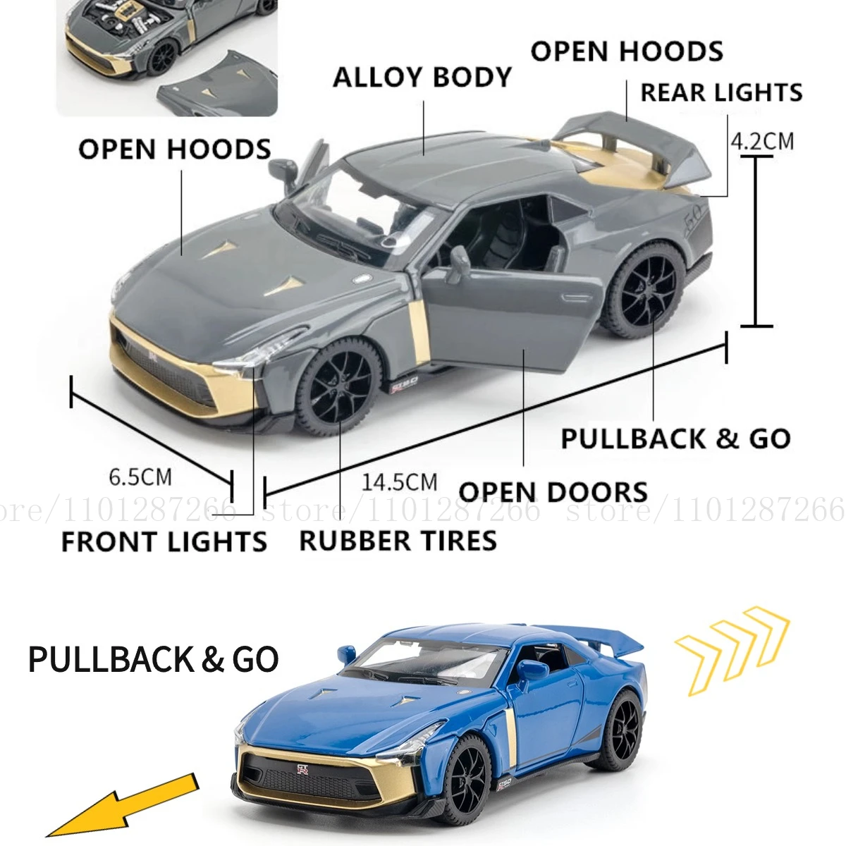 1:32 Mclaren 765LT Pullback Car Toy with Lights Engine Sound, Toyota Audi VW Scale Diecast Car Model Replica Kid Boy Play Gift