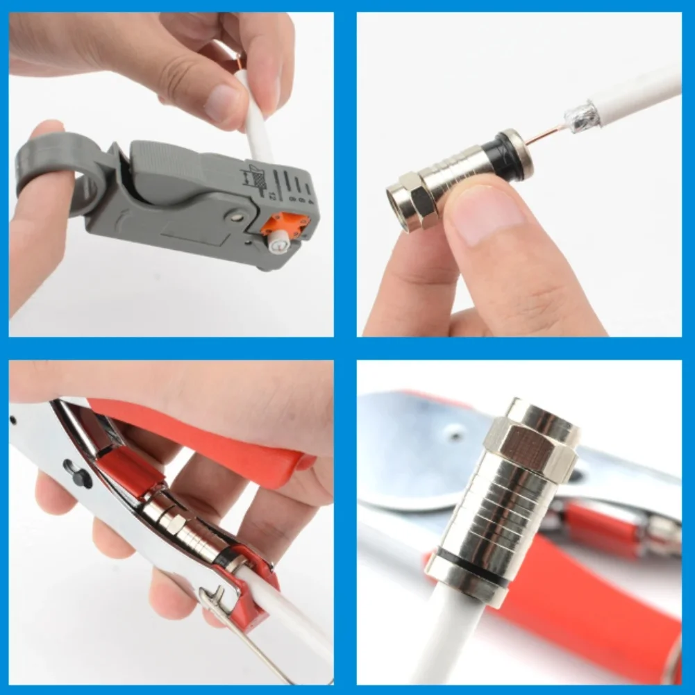 

Щипцы для обжима коаксиального кабеля, инструмент для зачистки проводов, безопасные обжимные устройства для разъемов F-типа на кабелях для коаксиального кабеля RG58 RG59 RG62 RG6