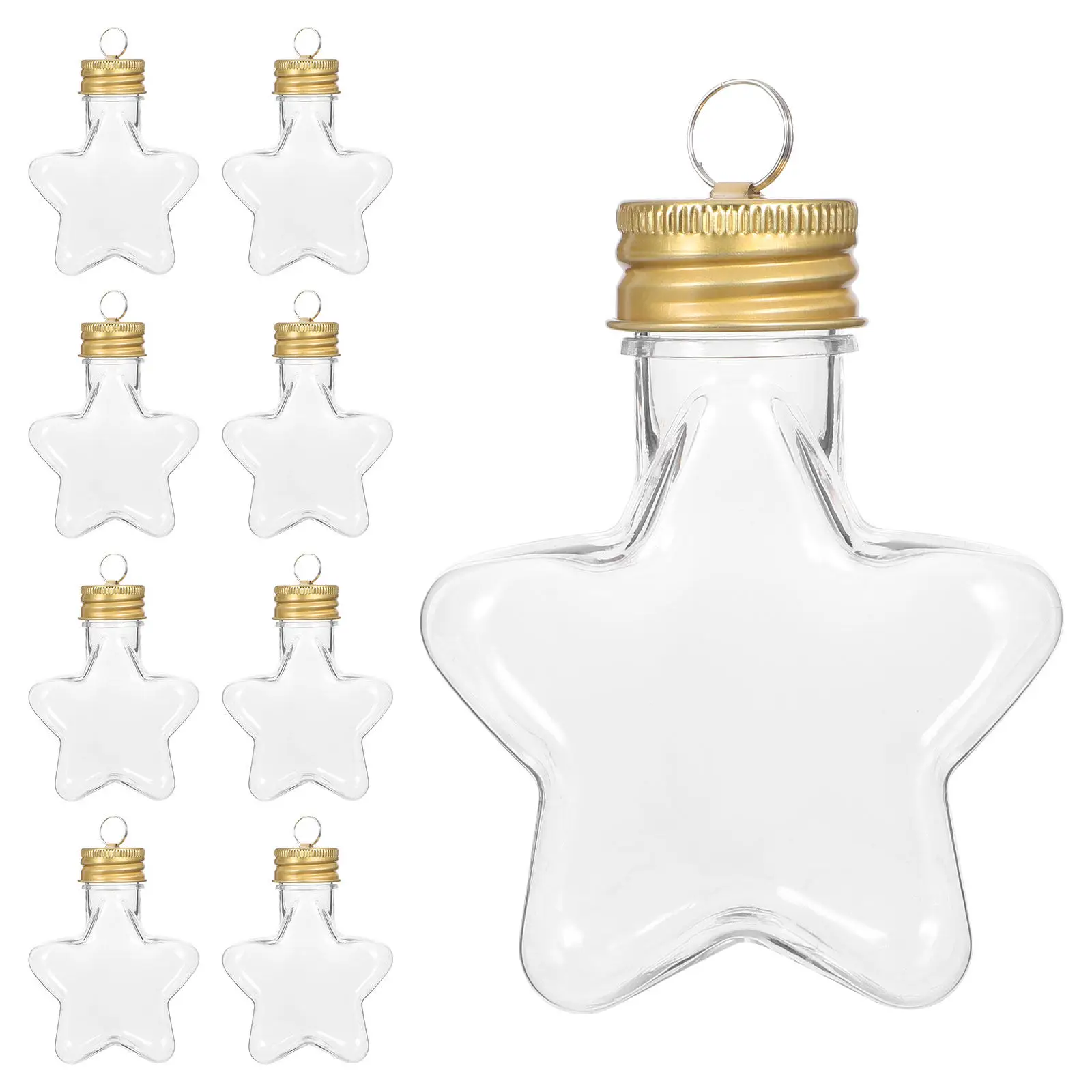 20Pcs Fillable Star Baubles 50Ml Clear Christmas Ornament Bottles Drink Balls Holiday Tree Decorations Wedding Favor Mini