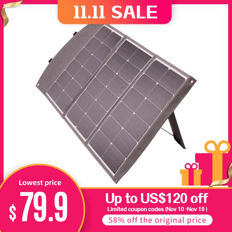 Portable Solar Panel Foldable BC Solar Cells 25% Efficiency MWT Technology for Camping Power Station Solar Generator