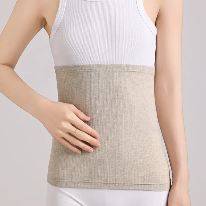 Solid‑Color Rib‑Knit Belly Wrap Elastic Skin‑Fit Waist Band Unisex Soft Warm Thermal Abdomen Support Daily Stomach‑Warming Wear