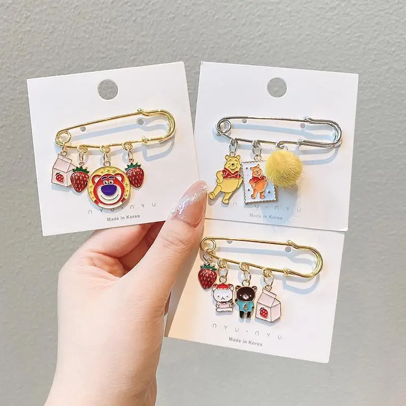 

Miniso cute brooch ins trendy anti-exposure button personality buckle pin fixed clothes cartoon pin bag accessories women