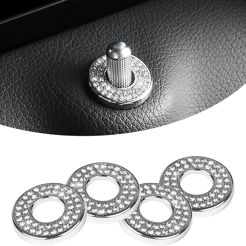 Crystal Rhinestone Car Door Lock Knob Covers Set 4Pcs Shiny Bling Decorative Stickers for Mercedes Benz Interior view 6