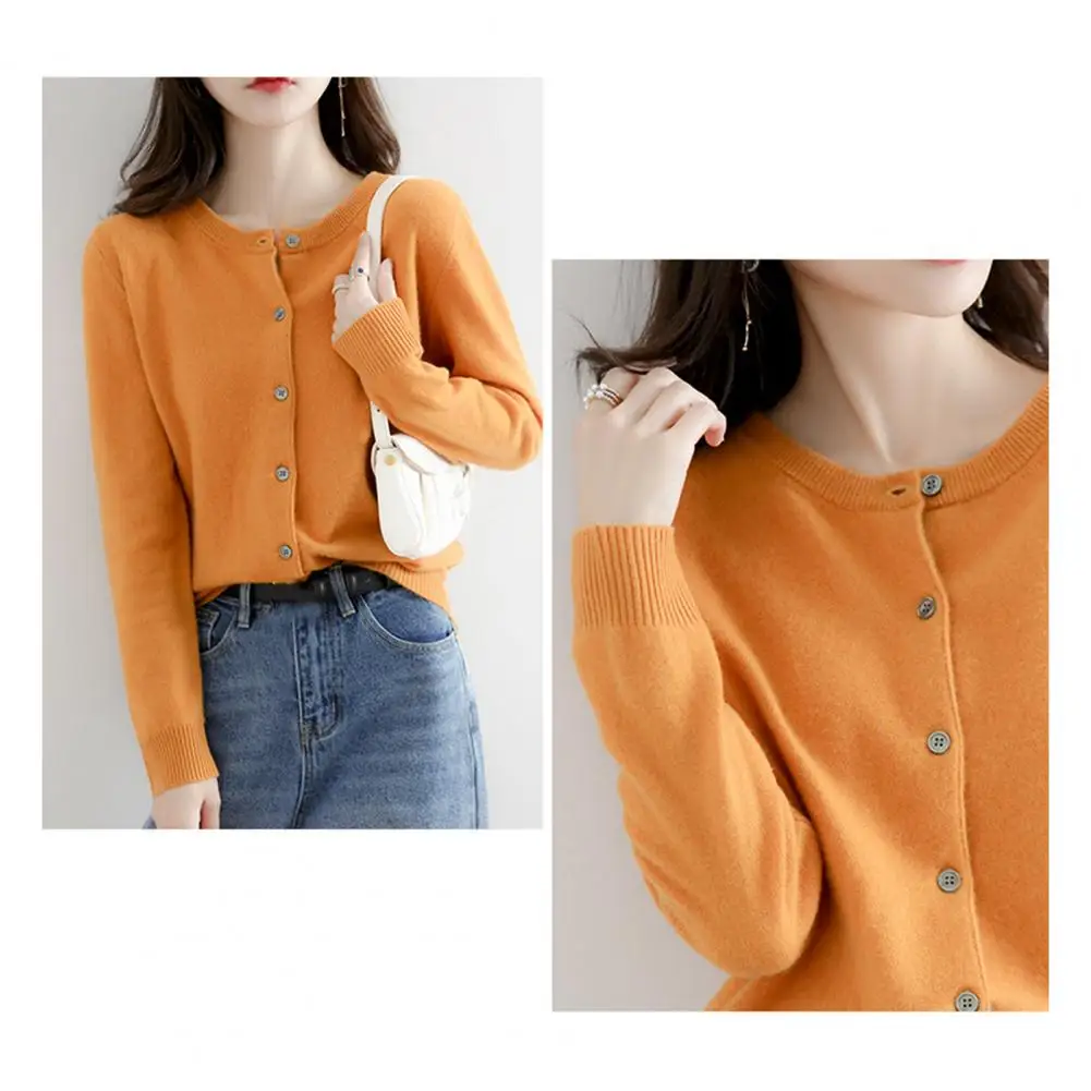 Solid Color Women Sweater Fashionable Women's Button Closure Cardigan Soft Comfortable Knitted Sweater for Daily Wear High