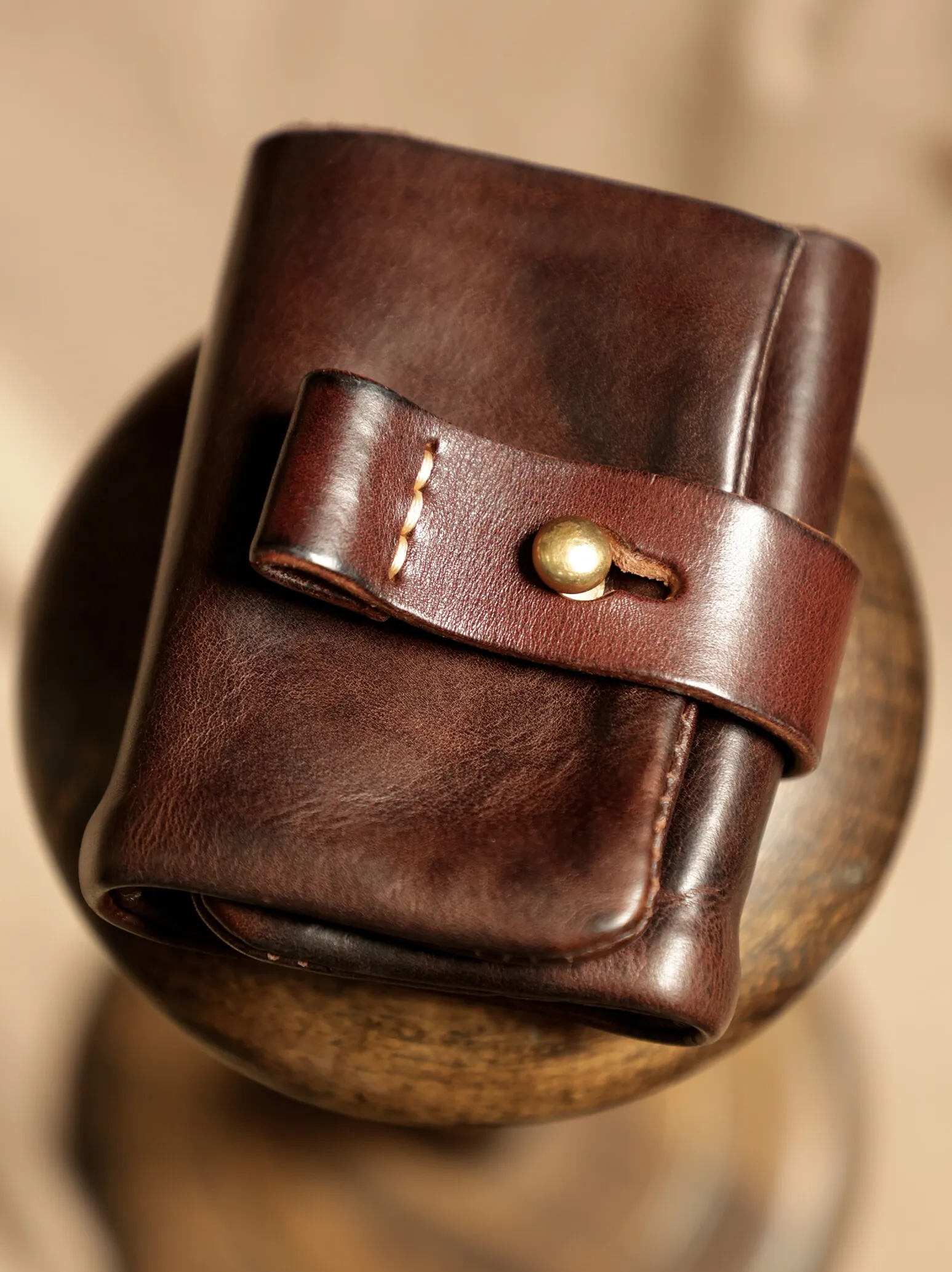 Vintage designer handmade first layer cowhide men's women's short wallet casual luxury genuine leather ID card holder coin purse